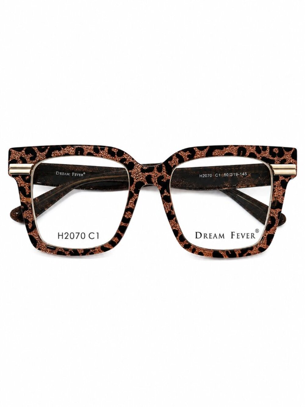 Dream Fever H2070 C1 Leopard Print Square Eyeglass Frames 50-19-145 - Picture 2 of 10